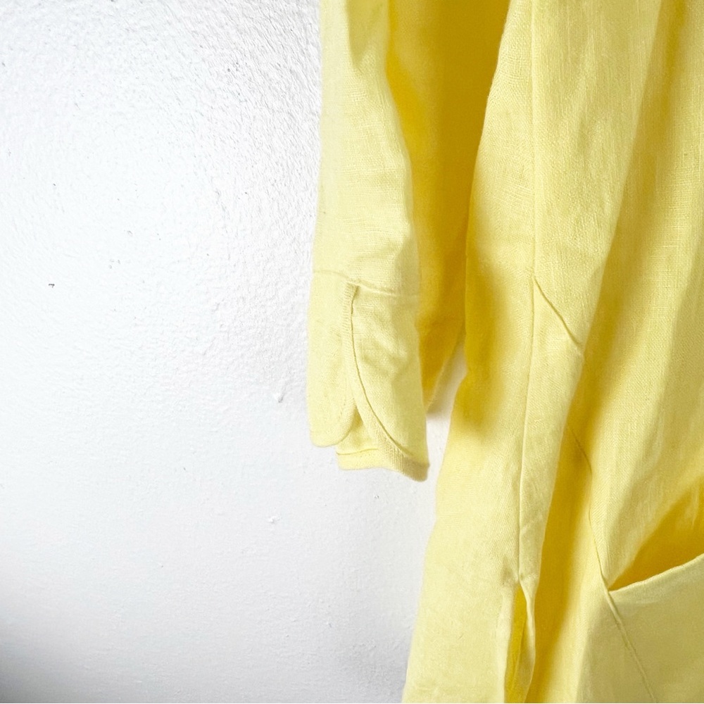 Multiples 100% Linen Yellow Button Front Pockets … - image 8